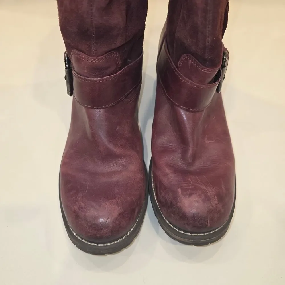 Clarks Majorca Isla mid calf leather slouch, zip burgundy boots sz 9.5 - Picture 6 of 11
